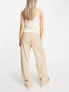 Bershka wide leg slouchy dad tailored trousers in camel 32 - фото #3