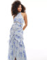 Фото #2 товара ASOS DESIGN lace insert halter tiered maxi dress with circle trim in vintage floral print