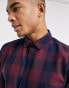 Jack & Jones Essentials buffalo check shirt in burgundy