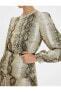 Фото #5 товара Платье женское Koton Мини с длинным рукавом и поясом, с оборками, с узором под кожу змеи
