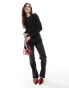 Фото #4 товара Vero Moda fine jersey long sleeve lettuce edge top in black