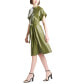 ფოტო #3 პროდუქტის Women's Faux-Leather Belted Fit & Flare Dress