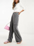 Фото #1 товара Miss Selfridge tailored wide leg cargo trouser in grey