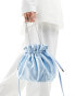 True Decadence pouch bag with chain strap in light blue satin