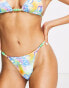 Фото #6 товара COLLUSION flower print beaded bikini bottom co-ord in multi