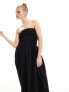 Esmee bandeau beach maxi dress with shirred waist in black