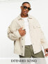 ASOS DESIGN oversized western jacket in beige linen look