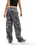 COLLUSION pull on adjustable waist baggy skate pant in camo