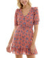 ფოტო #1 პროდუქტის Juniors' Ruffled Floral Clip-Dot A-Line Dress