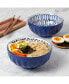 Фото #3 товара 6.5" Cobalt Cafe Fluted Stoneware Ramen Noodle Bowls, Set of 2
