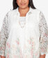 Plus Size English Garden Floral Border Lace Two in One Top with Necklace