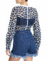 Ksenia Schnaider Layered Look Mixed Media Top in Denim Leopard M