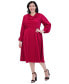 Plus Size Satin Cowlneck Midi Dress