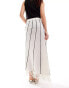 4th & Reckless knitted fringe hem maxi skirt in cream stripe