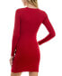 Juniors' Asymmetrical Button Bodycon Sweater Dress