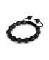 Black Pave Crystal Ball Hematite Bracelet For Women Men Black Cord String Adjustable