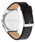 ფოტო #3 პროდუქტის Men's Black Leather Strap Watch 44mm