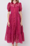 Women's Gridded Organza Tiered Maxi Dress