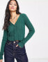 Фото #1 товара Hollister slim cropped cable knit cardigan in green