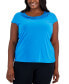 Фото #1 товара Plus Size Stretch Knit Short-Sleeve Cowl-Neck Top