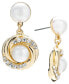 Gold-Tone Pavé & Imitation Pearl Drop Earrings, Created for Macy's