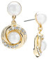 ფოტო #1 პროდუქტის Gold-Tone Pavé & Imitation Pearl Drop Earrings, Created for Macy's