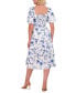 Women's Floral Puff-Sleeve Midi Dress