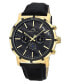 ფოტო #1 პროდუქტის NYC Chrono Genuine Leather Gold Tone & Black Men's Watch 1281BNYL