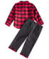 Фото #2 товара Костюм для малышей First Impressions Рубашка в клетку и джинсы, 2-х предметный набор, созданный для Macy's