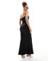 Lioness bandeau contrast trim bow detail maxi dress in black Черный, M - EU 38 - фото #3