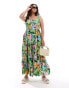 Фото #1 товара Yours sheered strappy maxi dress in tropical print