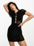 Фото #1 товара Missyempire mesh panel keyhole mini dress in black