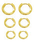 14K Gold-Plated 3-Huggie Hoop Earrings Set