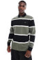 Фото #1 товара Fred Perry long sleeve polo shirt in thick green and black stripes