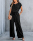 Фото #4 товара Women's Black Off-Shoulder Straight Leg Jersey Jumpsuit