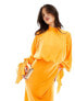 ASOS DESIGN satin balloon sleeve high neck maxi dress in orange