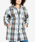 Фото #1 товара Plus Size Check Collared Shacket Jacket