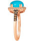 ფოტო #3 პროდუქტის Robins Egg Blue Turquoise (2 ct. t.w.) & Diamond (1/3 ct. t.w.) Halo Ring in 14k Rose Gold