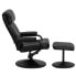 Фото #1 товара Contemporary Black Leather Recliner And Ottoman With Leather Wrapped Base