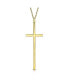 Modern Elongated Simple Basic Long Flat Thin Delicate Religious Latin Cross Pendant Necklace For Women Gold Plated .925 Sterling Silver