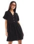 Фото #1 товара New Look button smock mini dress in black