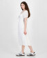 Фото #2 товара Juniors' Textured Puff-Sleeve Tiered Midi Dress