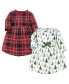 ფოტო #1 პროდუქტის Baby Girls Cotton Long-Sleeve Dresses 2pk, Evergreen Trees