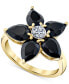 ფოტო #1 პროდუქტის Onyx & Diamond Accent Flower Ring in 10k Gold