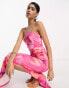 Vila cami midaxi dress in pink abstract print