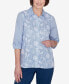 ფოტო #1 პროდუქტის Classic Embroidered Pinstripe Button Down Top