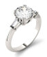 ფოტო #1 პროდუქტის Moissanite Round and Baguette Engagement Ring (2-1/4 ct. tw.) in 14k White Gold