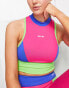 Daisy Street Active Neon sleeveless high neck crop top in pink