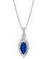 ფოტო #1 პროდუქტის Sapphire (3/4 ct. t.w.) & Diamond (1/5 ct. t.w.) Marquise Halo 18" Pendant Necklace in 14k White Gold