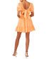 Women's Tie Back Puff Sleeve Mini Dress